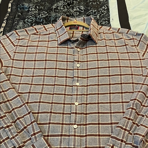 UNTUCKIT Men's Plaid Shirt - Brown and White - Picture 3 of 8